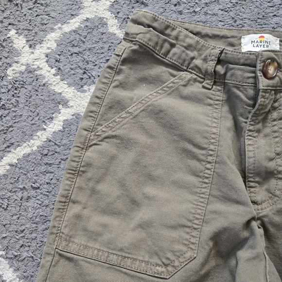 Marine Layer Maya Slim Straight Utility Pant In Olive 4 - Picture 8 of 13